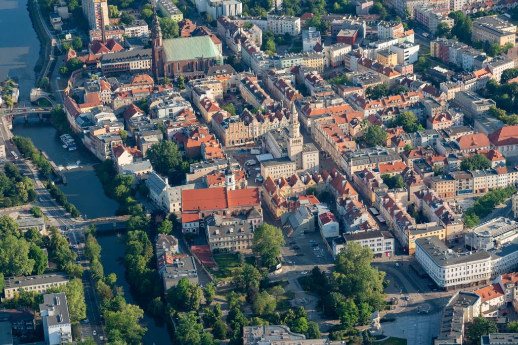 Starówka w Opolu z lotu ptaka