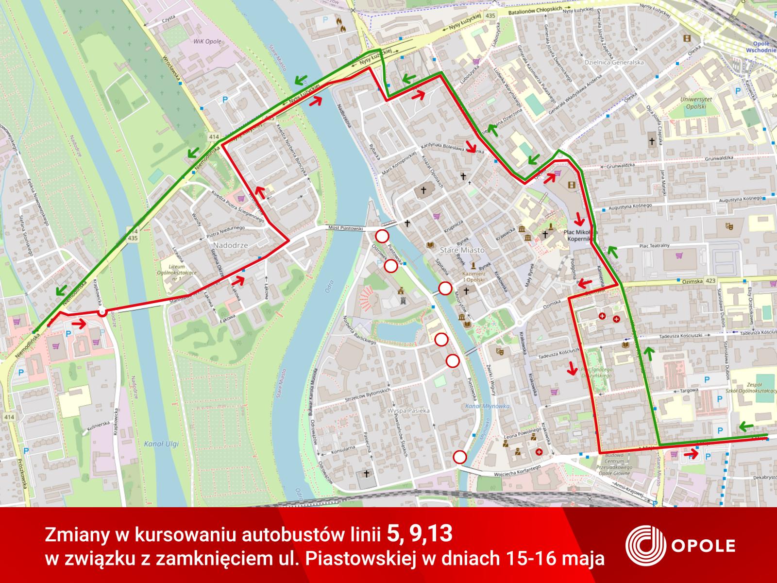 mapa sytuacyjna - zmiana linii 5, 9, 13