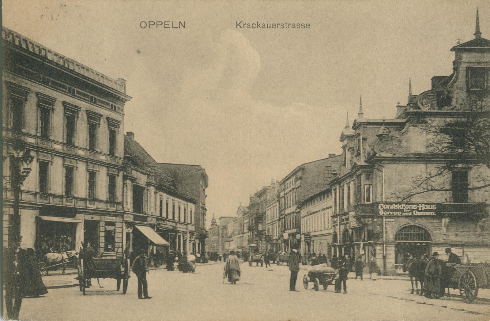 Zabudowa ulicy Krakowskiej, widok w stronę dworca, karta pocztowa, wyd. Rheinische Kunstverlagsanstalt, Wiesbaden, ok. 1909 r.
