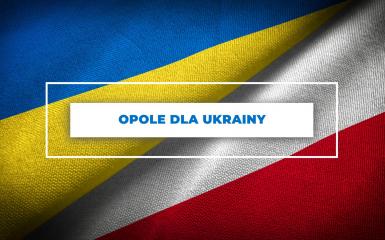 Opole dla Ukrainy banner z flagami